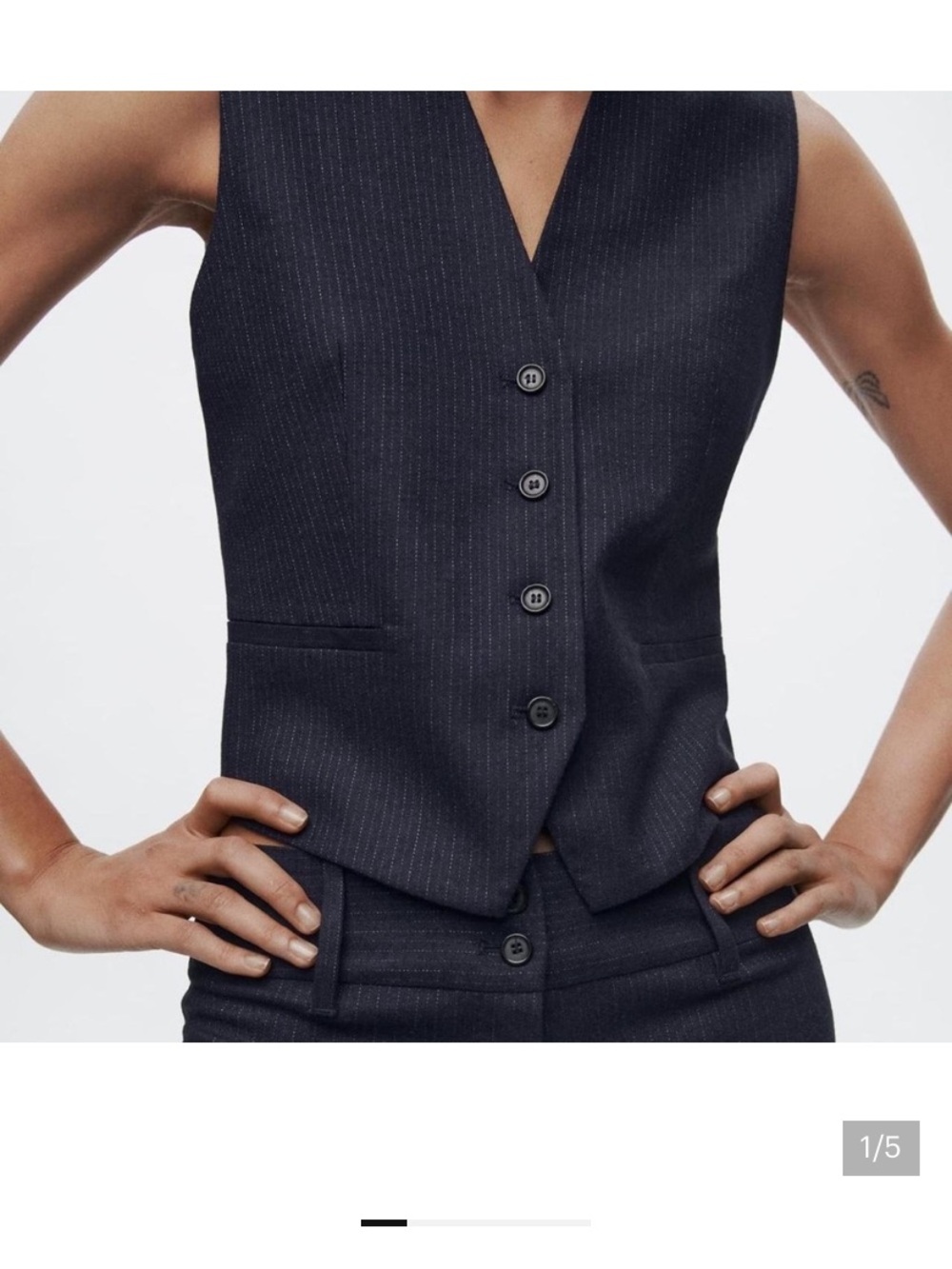 Zara Pinstriped button vest Sz XS